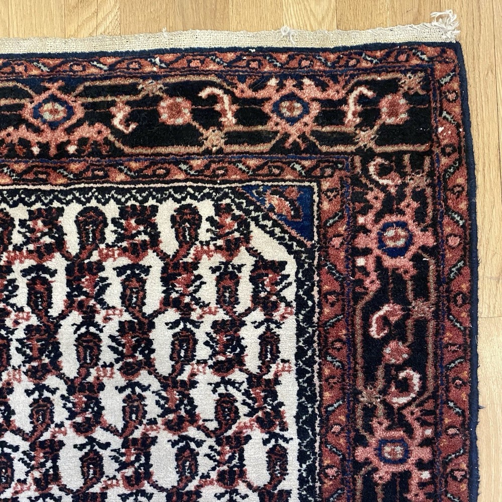 Vintage Rug 2' 7 x 4' 2 White Small Hand Knotted Oriental Rug