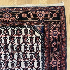 Vintage Rug 2′ 7 x 4′ 2 White Small Hand Knotted Oriental Rug