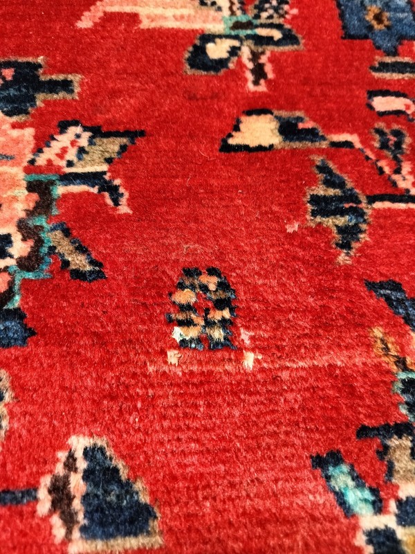 Vintage Hand-Knotted Wool Runner 3'4" x 9'5" Thick Rug Liliyan Hamedan Style Red gallery