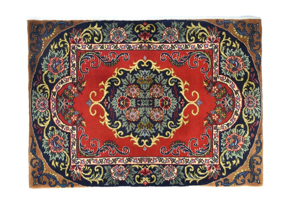 Vintage Handmade Farmhouse Wool Rug 2X3 ft Floral Oriental Entryway Decor Carpet