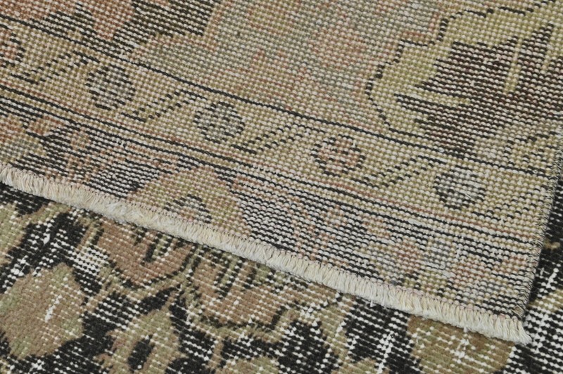 Vintage Turkish Runner Rug 3x12ft BROWN Handmade Anatolian Oushak Hallway Wool gallery