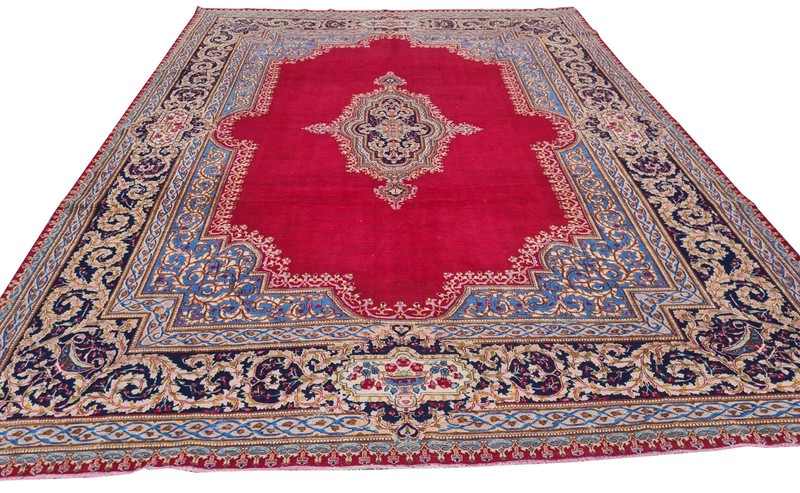 Genuine Hand Knotted Vintage Qirmoun Wool Area Rug 13 x 9 Ft gallery
