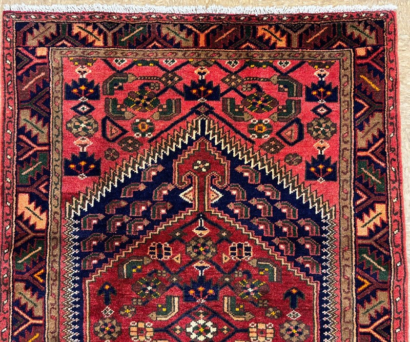 Vintage Zanjan Tribal Hand Knotted Wool Area Rug 4x7 Oriental Red Geometric Boho gallery
