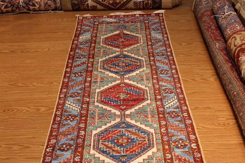 10' ft. TOP QUALITY HANDMADE HALL RUNNER JEWEL COLORS VEGETABLE DYES WOOL RUG gallery