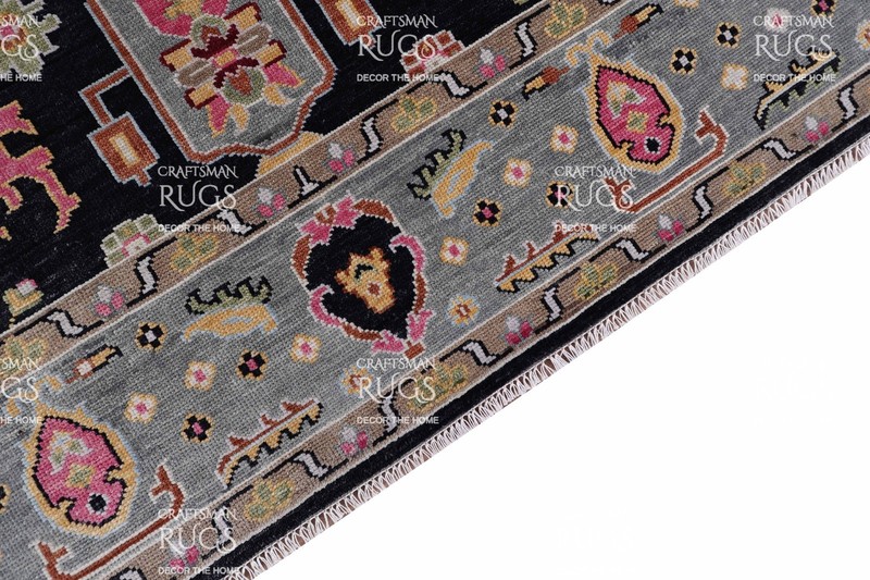 8x10 Black Hand made Traditional Living Area Rugs, Contemporary Floor Carpet gallery