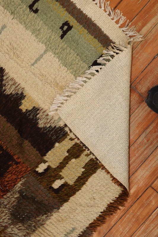 Vintage Pictoral Swedish Rya Pile Dated 1967 Dowry Rug Size 2'6''x4'2'' gallery