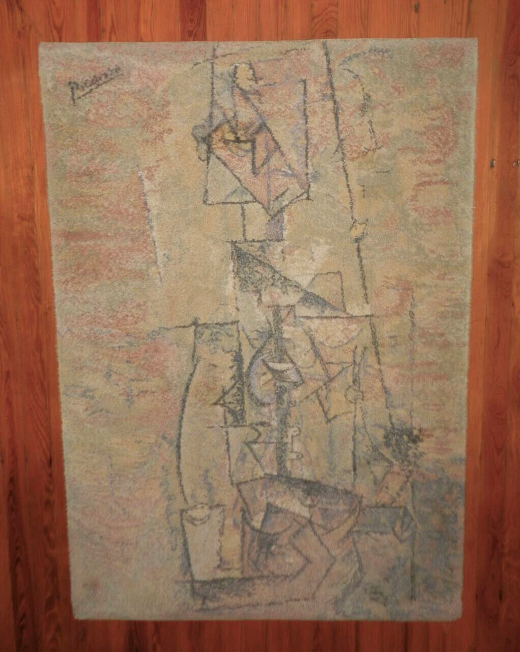 Vintage PICASSO Woman With Guitar Rug Made in Denmark Wool Carpet Limited Ed. gallery