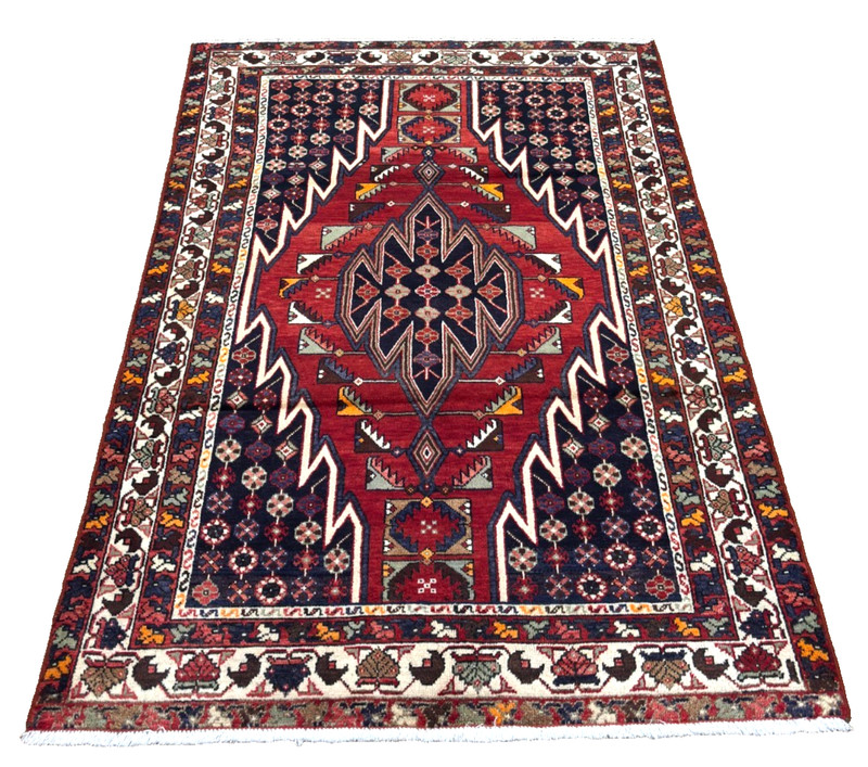Vintage Mazlaghan Tribal Area Rug Hand Knotted Wool Oriental 5x6 Red Geometric gallery