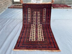 2’11” x 4’8″ Antique Afghan Hand-Knotted Low Pile Prayer Rug Wool Bedroom Rug