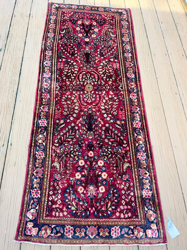 ANTIQUE AMERICAN SAROUK MOHAJERAN RUNNER 3x7 FT CIR 1900 gallery