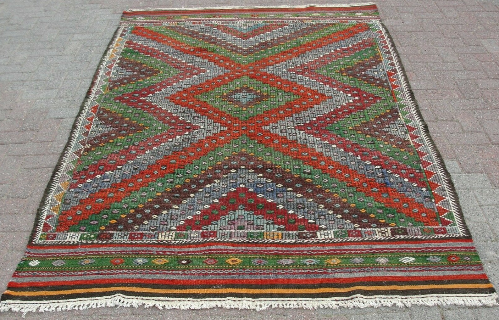 Vintage Handmade Carpet 67" x 100" Wool Kilim Area Rugs for living room gallery