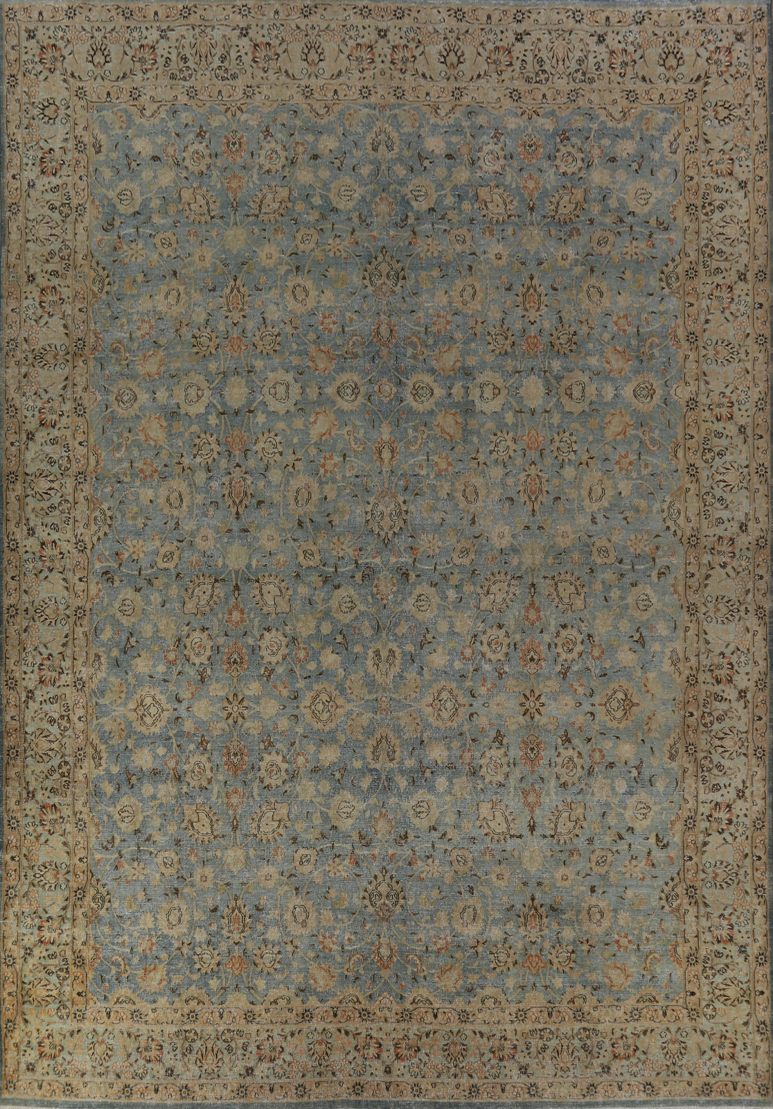 Pre-1900 Light Blue Vegetable Dye Sultanabad Antique Rug Hand-made Carpet 10x13 gallery