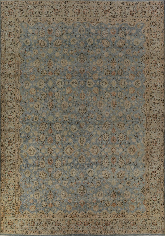 Pre-1900 Light Blue Vegetable Dye Sultanabad Antique Rug Hand-made Carpet 10x13