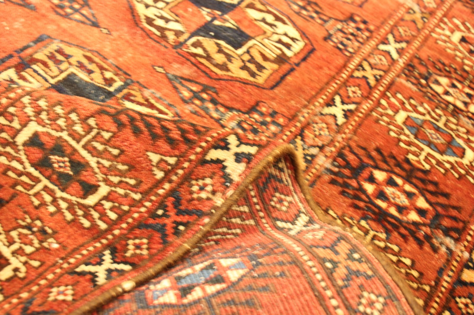 Antique Bukara | 3'7" x 6'0" Hand-Knotted Wool Area Rug | Great Condition | Red gallery