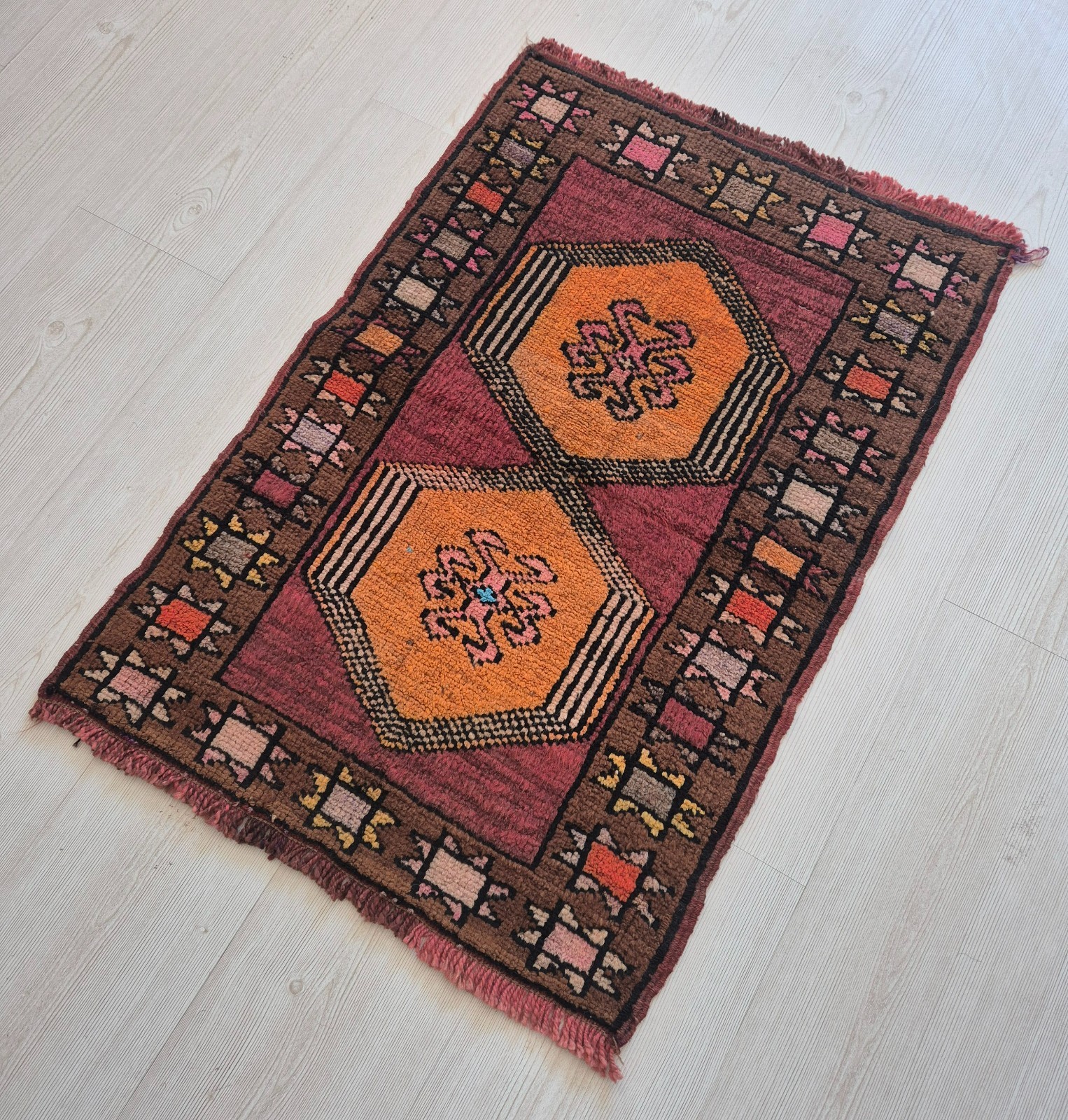 Vintage Eastern Anatolian Hand-Knotted Wool Small Rug, Turkish Tribal Carpet gallery