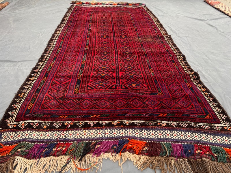 4'9x11 ft Vintage Afghan Wide Runner Rug Tribal Wool Soft Pile Rare Nomadic Rug gallery