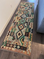 Handknotted Vintage Wool Rug Pakistani Chobi Kilim Natural Dyed 9.8’x2.6’
