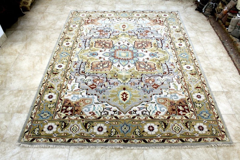 9X12 MASTERPIECE MINT HAND KNOTTED VEGETABLE DYE HERIZZ SERAPI WOOL TURKISH RUG gallery