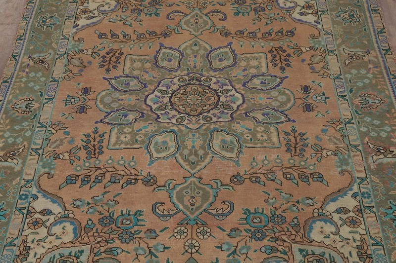 Vintage Wool Tebriz Traditional Distressed Handmade Rug 6x10 for Living Room gallery
