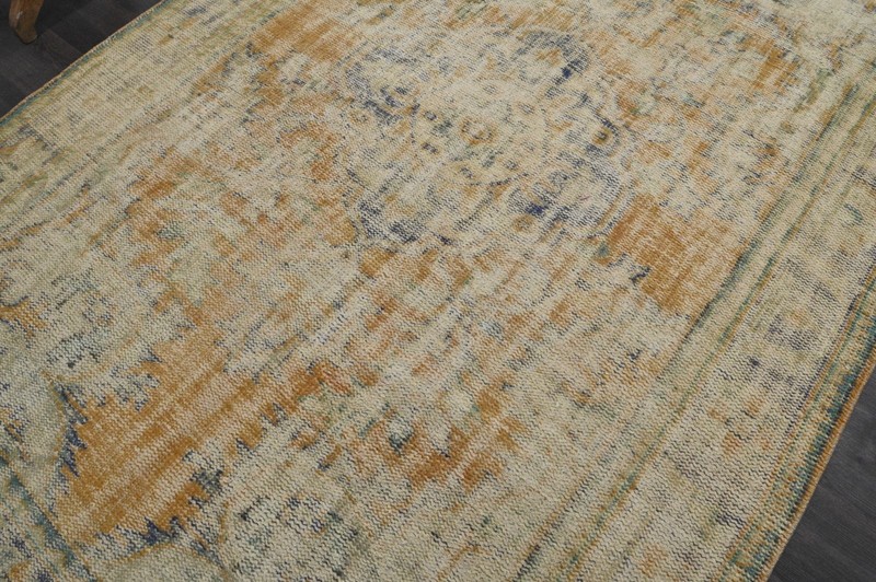 Oushak Turkish Vintage Rug 6x8 Kilim Rug Anatolian Handmade Boho Decor YELLOW gallery