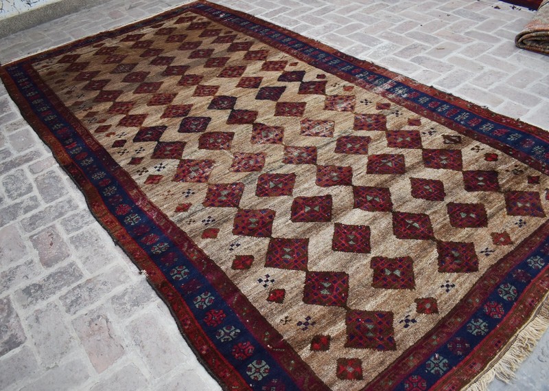 6'2 x 11'8 Collector's piece antique handmade afghan baluchi wool area rug gallery
