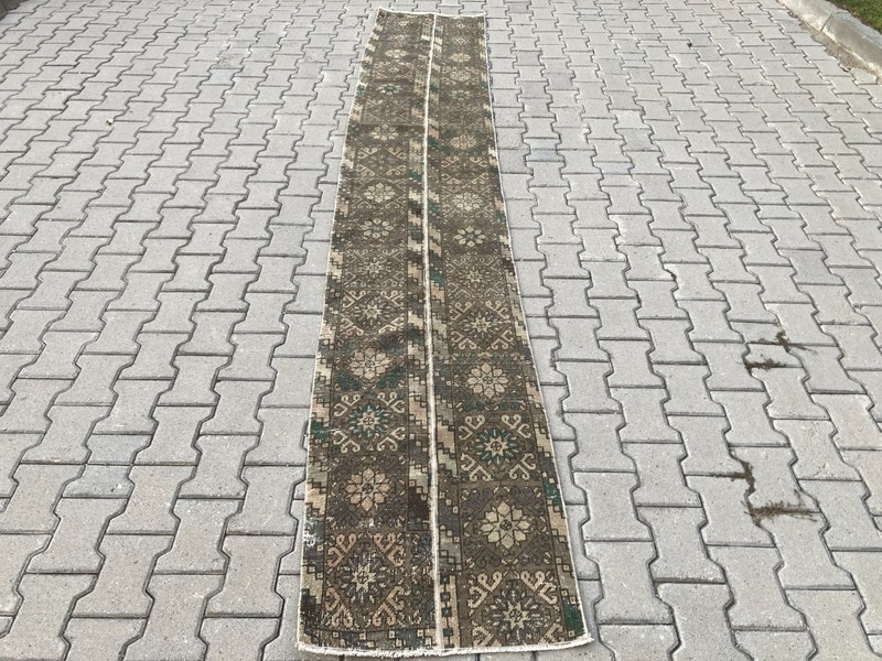 Vintage Turkish Patchwork Runner, 2.2 x 12.6 ft, Antique Oushak Hallway Carpet gallery