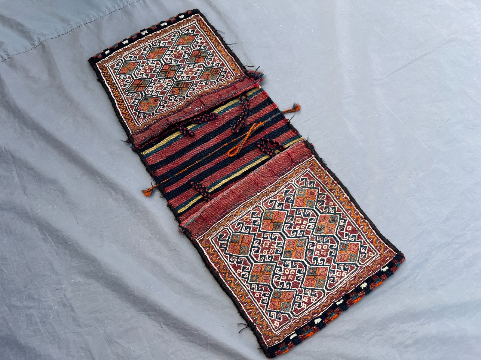 1'5x3'5 ft Vintage Afghan Saddle Bag – Handwoven Tribal Wool Nomadic Rug Decor gallery