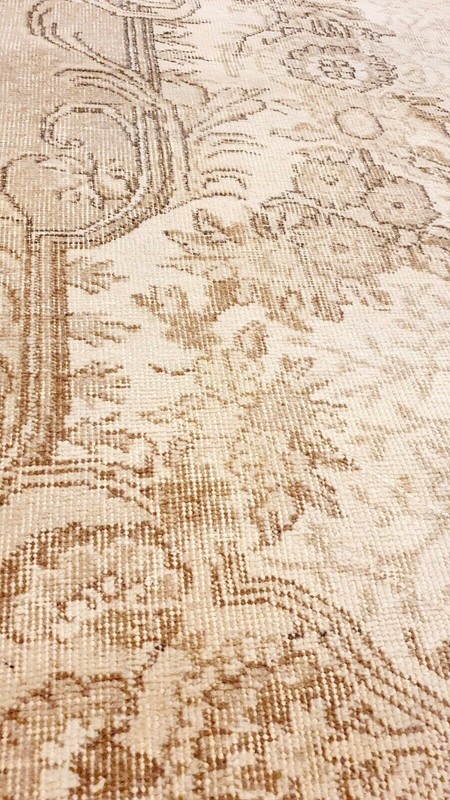 Antique 1940-1950's Distressed Wool Pile Muted Oushak Karabahk Rug 7x10ft gallery