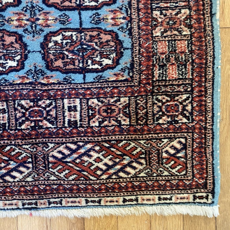 Vintage Rug 2' 1 x 3' 4 Blue Hand Knotted Oriental Rug Bokhara gallery