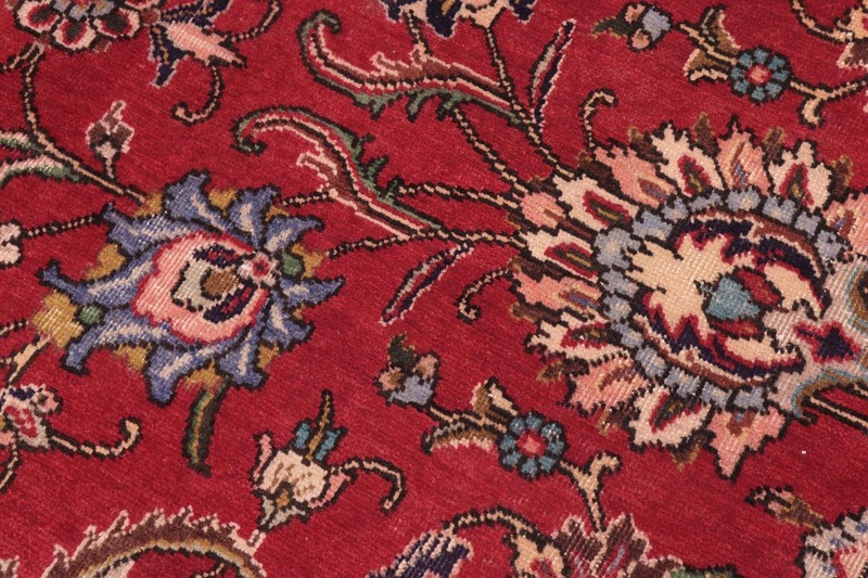 Hand-Knotted Wool Red Blue Rug 9.7x12.9 Allover Red Ivory gallery