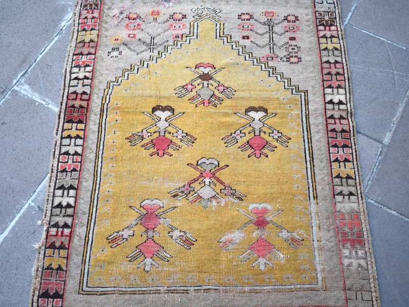 Fabulous Antique Turkish Rug 40'' x 51'' Collector Item Fragment Mudjur Wall Rug gallery
