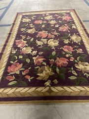 VINTAGE MODERN TIBETAN RUG HANDKNOTTED IN TIBET WOOL FLORAL 6′ X 9′