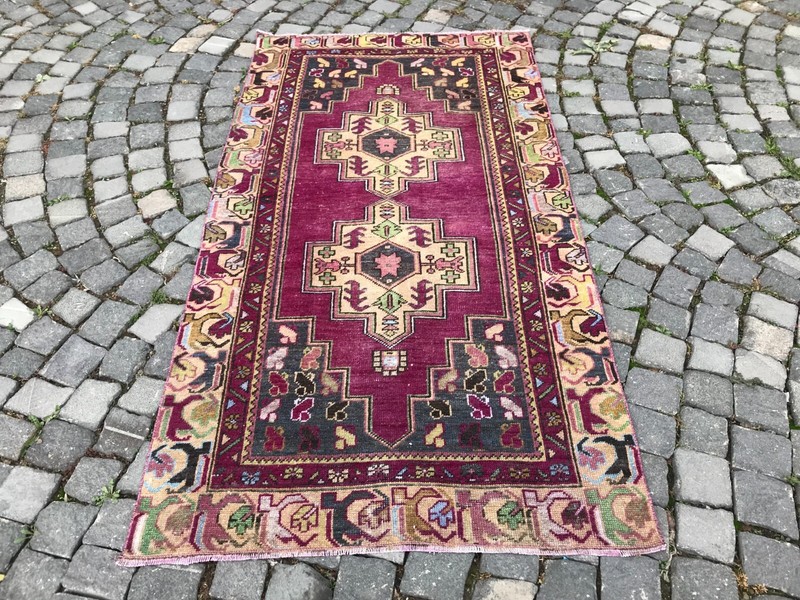 Turkish Antique rug Bohemian Area rug Oushak rug Vintage Rug Handmade Wool rug gallery