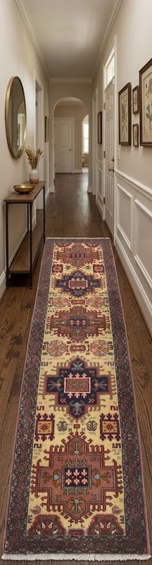 Vintage Tribal Geometric Runner Rug Wool Oriental Hallway Carpet 2'5X9'5 ft gallery