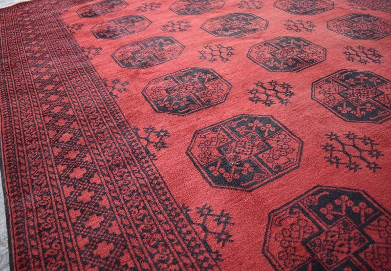 Afghan Antique Ersari Rug 7x9 ft Hand Knotted Wool Vintage Oriental Turkmen Rug gallery