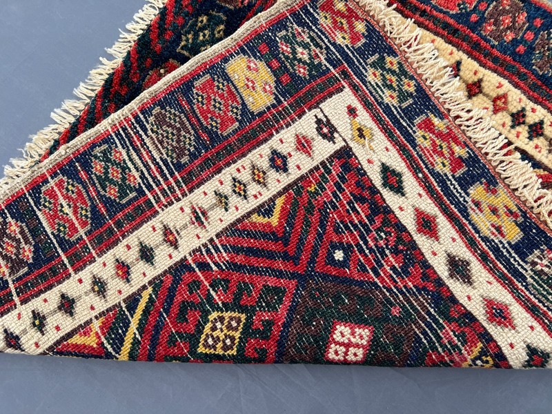 Navy Red Turkish Tribal Rug 2x2'6 Antique Style Geometric Boho Accent Area Rug gallery