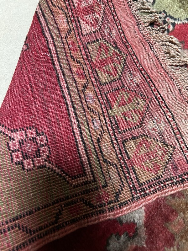 Distressed Antique Traditional Handmade Turkish Wool Multicolor Rug 37x19 in (L3 gallery