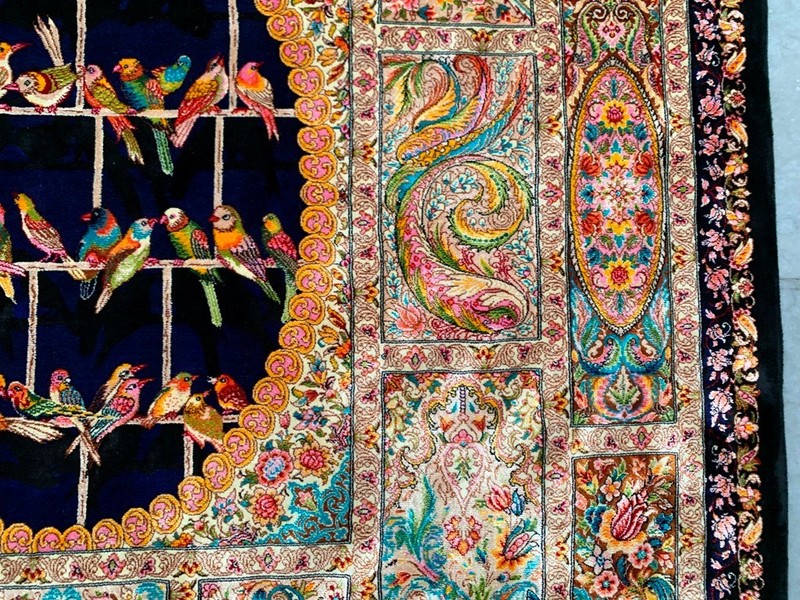 100% Silk Rug Tree of Life Silk Rug Handmade Fringes and Borders 3x5 ft gallery