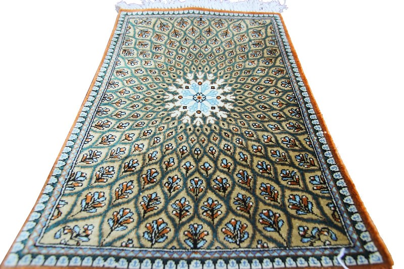 Group of 4 Fine Handmade Pure Silk Rugs Tapestries Assorted Sizes 2.5" x 2.5" gallery
