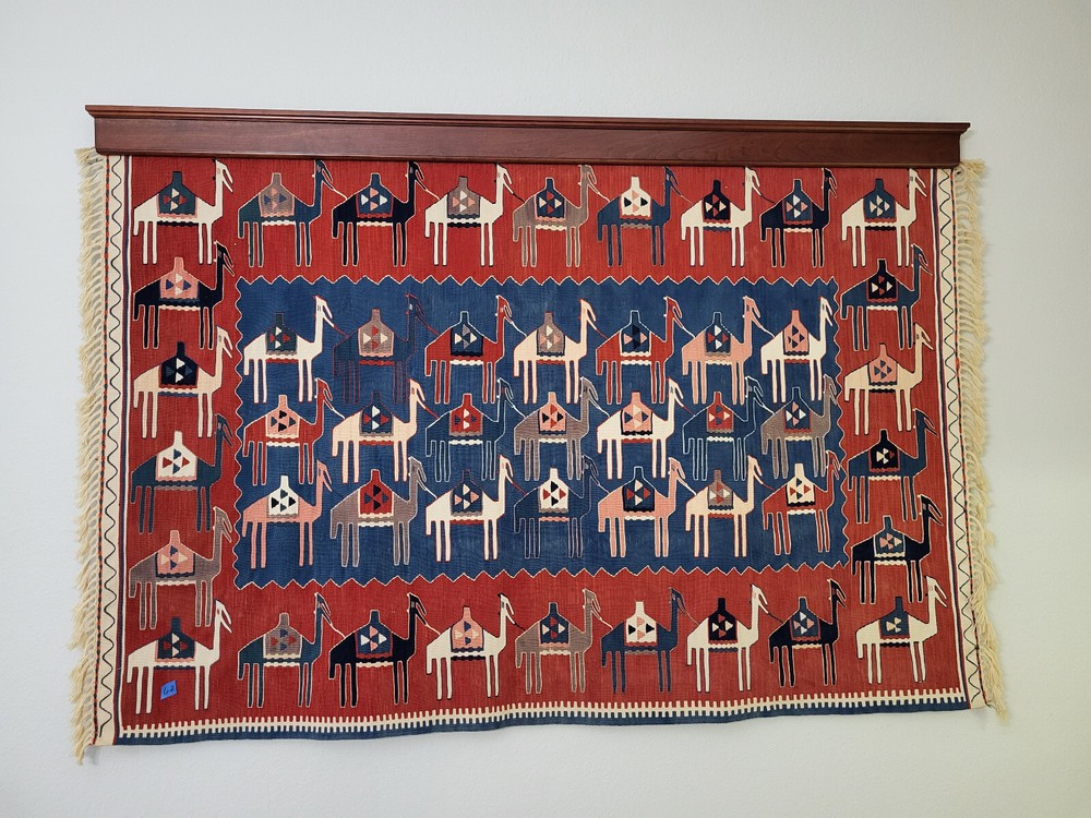Vintage Konya Kilim Wool Rug or Wall Hanging Hand Woven Turkish