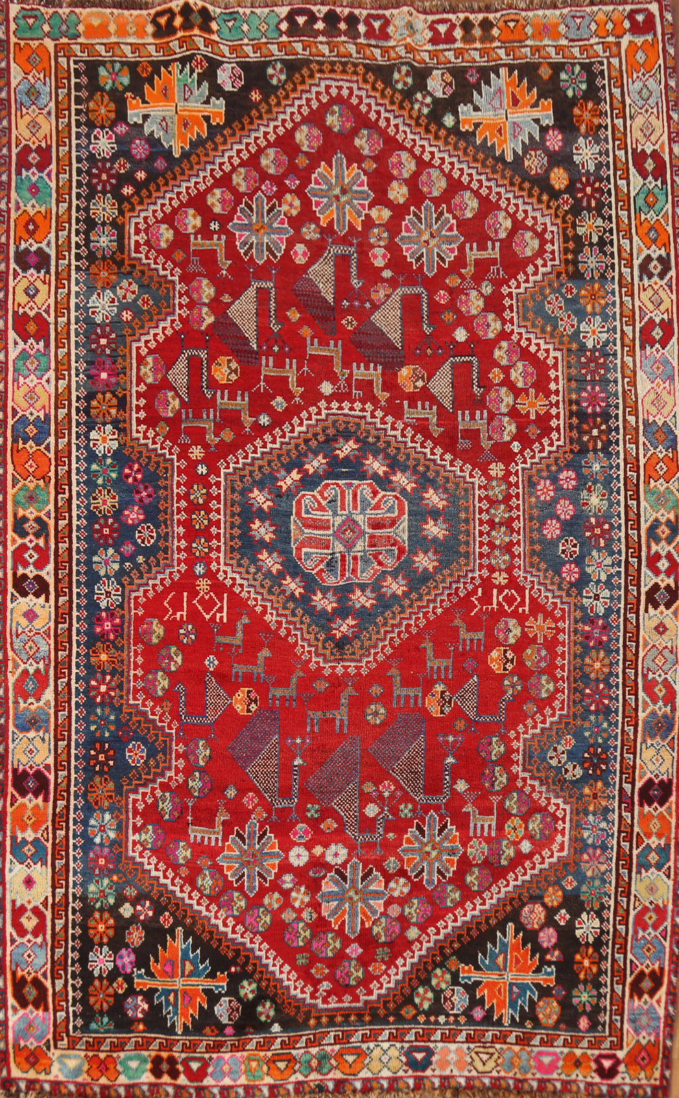 Tribal Vintage Red/ Ivory Hand-knotted Traditional Wool Rug Geometric Carpet 4x6 gallery