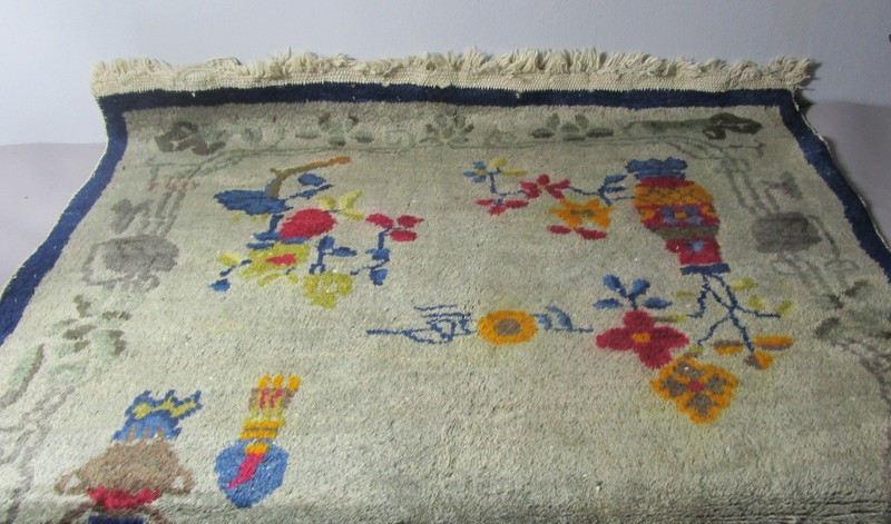 Ornate & Gorgeous 3' 1" x 4' 10" Gray & Blue Chinese Art Deco Rug, circa 1920 gallery