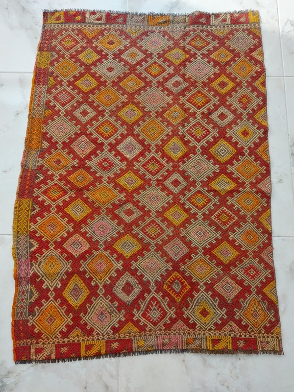 1850s Antique Recional Rug Handmade Natural Wool Rug Multicolor Root Dyed Rug b gallery