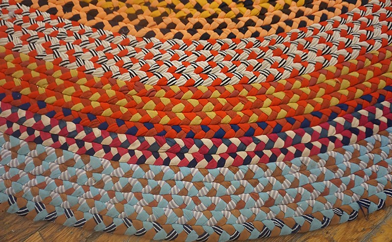 6X6 Vintage American Braided Multicolor Wool & Cotton Area Rug 1935 gallery