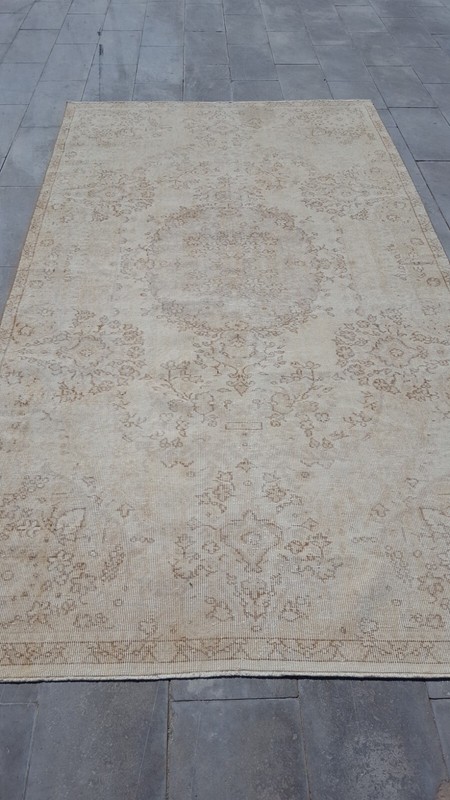 Antique Caucasian Faded Area Rug 6x10 Beige Geometric Rare Collectible Rug x gallery
