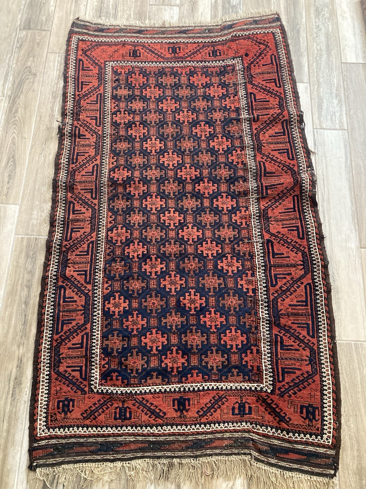 Antique Sarakhs Khorassan Tribal VTG Baluche Nomadic Ethnic Rug 43"x74" gallery