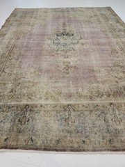 Antique Oriental Hand-Knotted Wool Area Rug Distressed Traditional 9’7″ x 12’9″