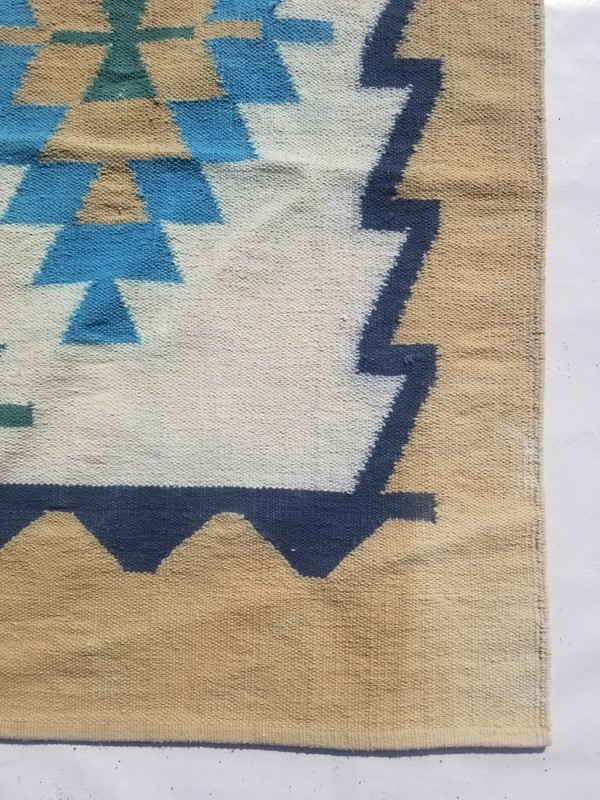 Distressed Vintage Handmade Traditional Geometric Multicolor Kilim Rug 6.8x4.3ft gallery