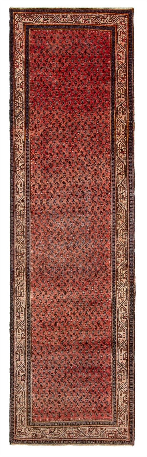 3'4" x 11'6" Vintage Hand-knotted Runner Rug Traditional Oriental Wool Carpet gallery