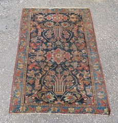Authentic Distressed Antique Oriental Rug. 162cm X 110cm